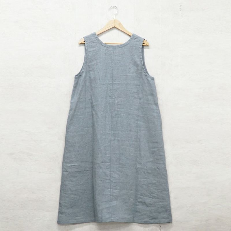 Branch m‘.,ブランチエム,ナチュラル,30代,40代,50代,60代,リネン,ゆったり,ワンピース,リネンワンピース,ノースリーブワンピース,Vネック,Vネックワンピース
