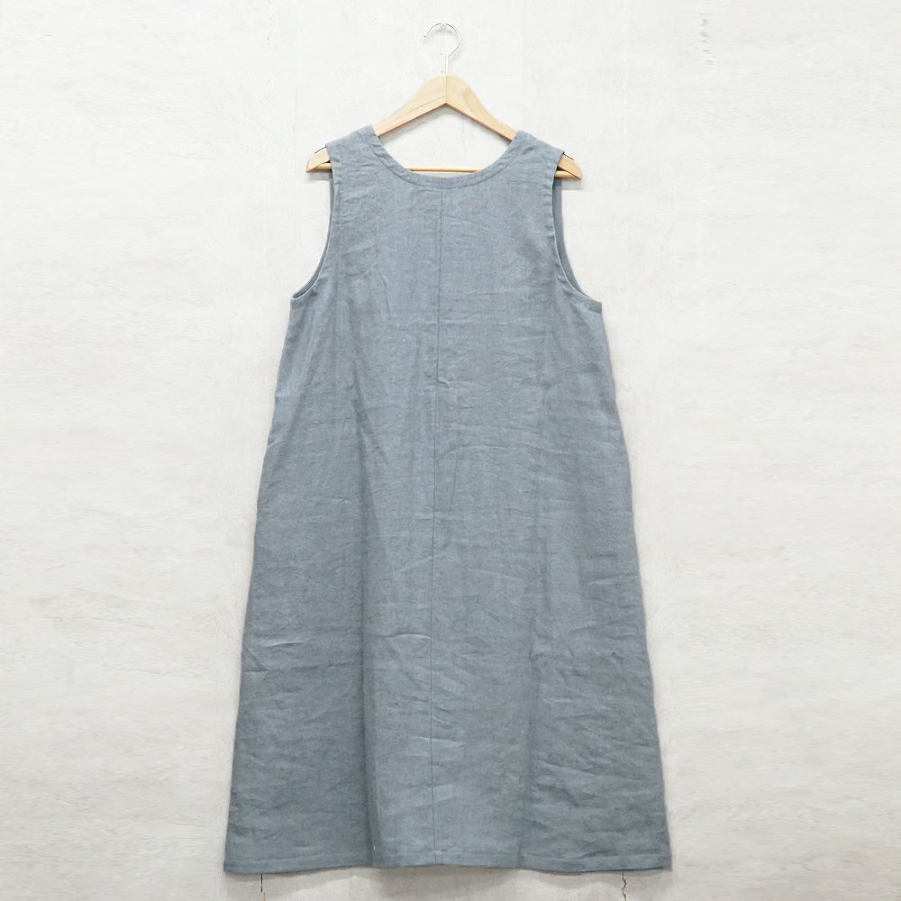 Branch m‘.,ブランチエム,ナチュラル,30代,40代,50代,60代,リネン,ゆったり,ワンピース,リネンワンピース,ノースリーブワンピース,Vネック,Vネックワンピース