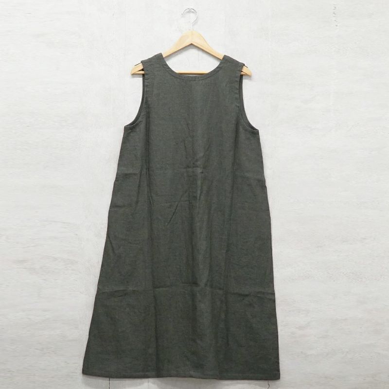 Branch m‘.,ブランチエム,ナチュラル,30代,40代,50代,60代,リネン,ゆったり,ワンピース,リネンワンピース,ノースリーブワンピース,Vネック,Vネックワンピース