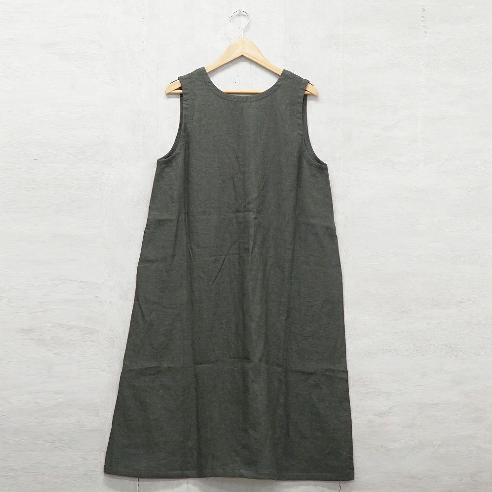 Branch m‘.,ブランチエム,ナチュラル,30代,40代,50代,60代,リネン,ゆったり,ワンピース,リネンワンピース,ノースリーブワンピース,Vネック,Vネックワンピース