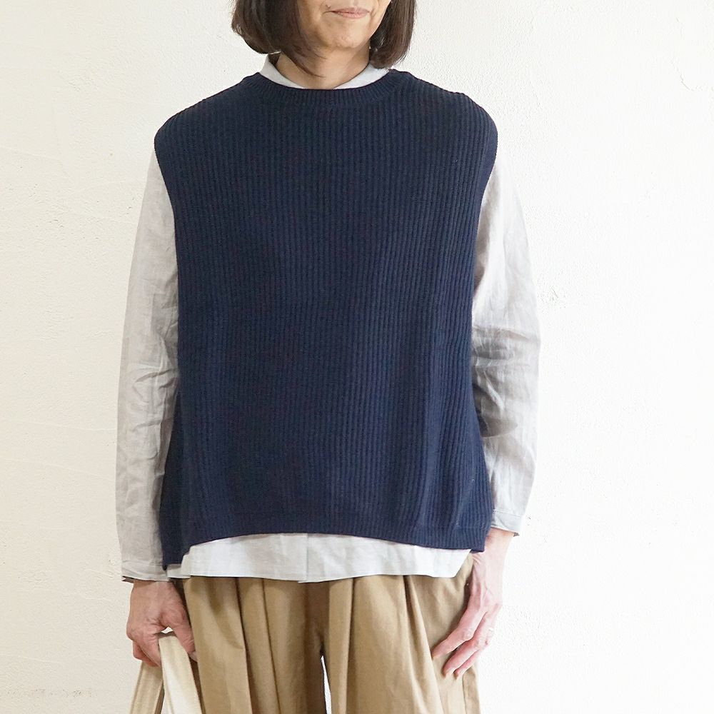 Branch m‘.,ブランチエム,ナチュラル,30代,40代,50代,60代,コットン,ゆったり, ニット,コットンニット,綿,綿ニット,ニットベスト,ベスト,