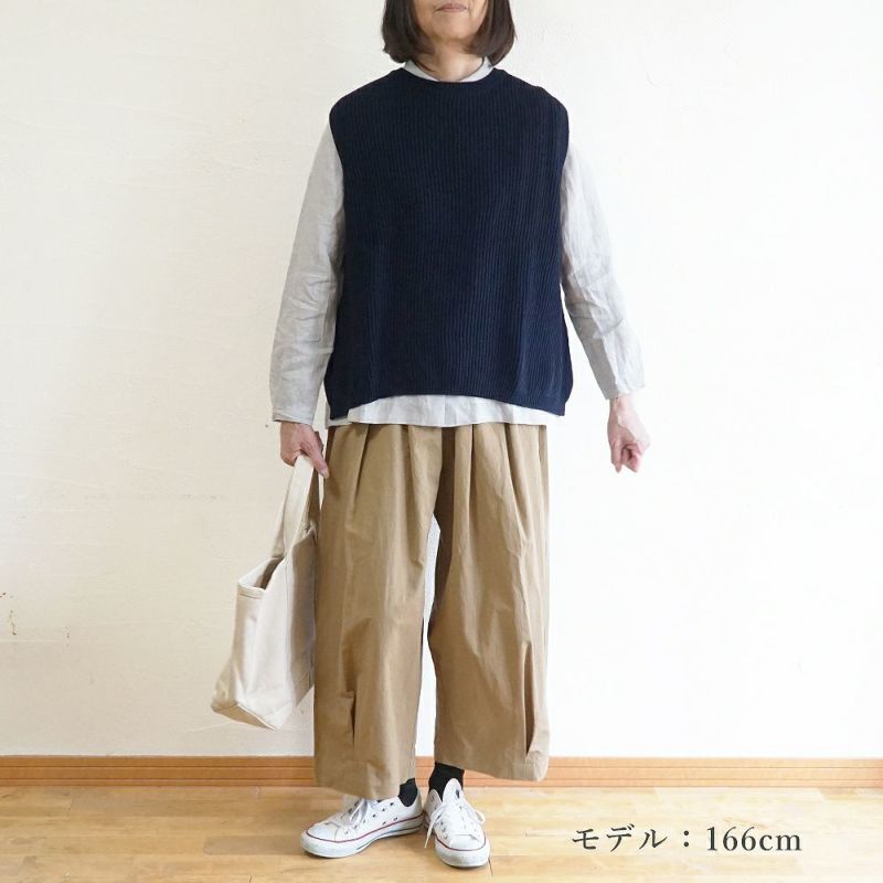 Branch m‘.,ブランチエム,ナチュラル,30代,40代,50代,60代,コットン,ゆったり, ニット,コットンニット,綿,綿ニット,ニットベスト,ベスト,