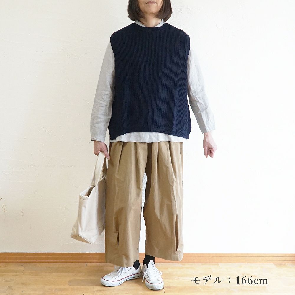 Branch m‘.,ブランチエム,ナチュラル,30代,40代,50代,60代,コットン,ゆったり, ニット,コットンニット,綿,綿ニット,ニットベスト,ベスト,