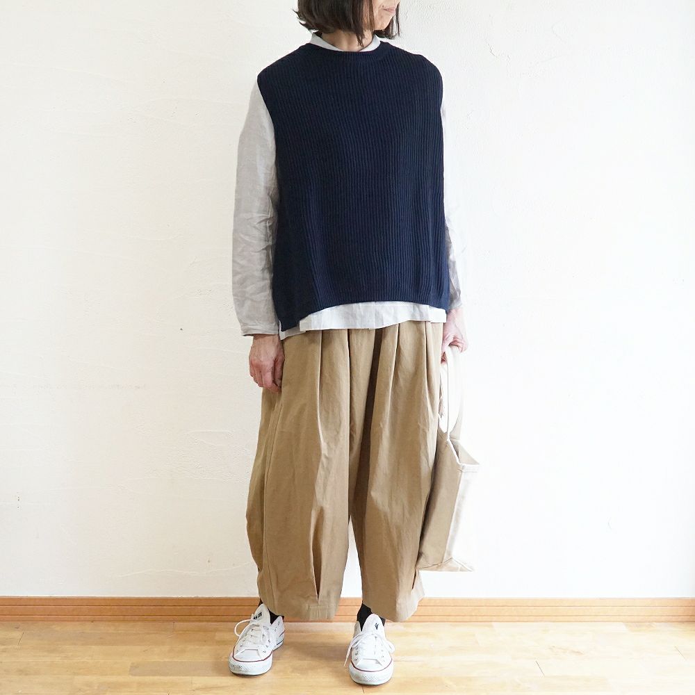 Branch m‘.,ブランチエム,ナチュラル,30代,40代,50代,60代,コットン,ゆったり, ニット,コットンニット,綿,綿ニット,ニットベスト,ベスト,