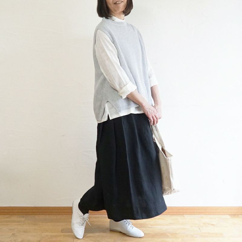 Branch m‘.,ブランチエム,ナチュラル,30代,40代,50代,60代,コットン,ゆったり, ニット,コットンニット,綿,綿ニット,ニットベスト,ベスト,