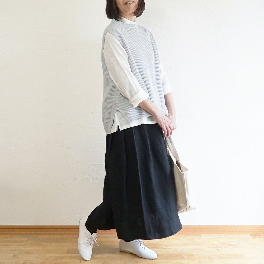 Branch m‘.,ブランチエム,ナチュラル,30代,40代,50代,60代,コットン,ゆったり, ニット,コットンニット,綿,綿ニット,ニットベスト,ベスト,