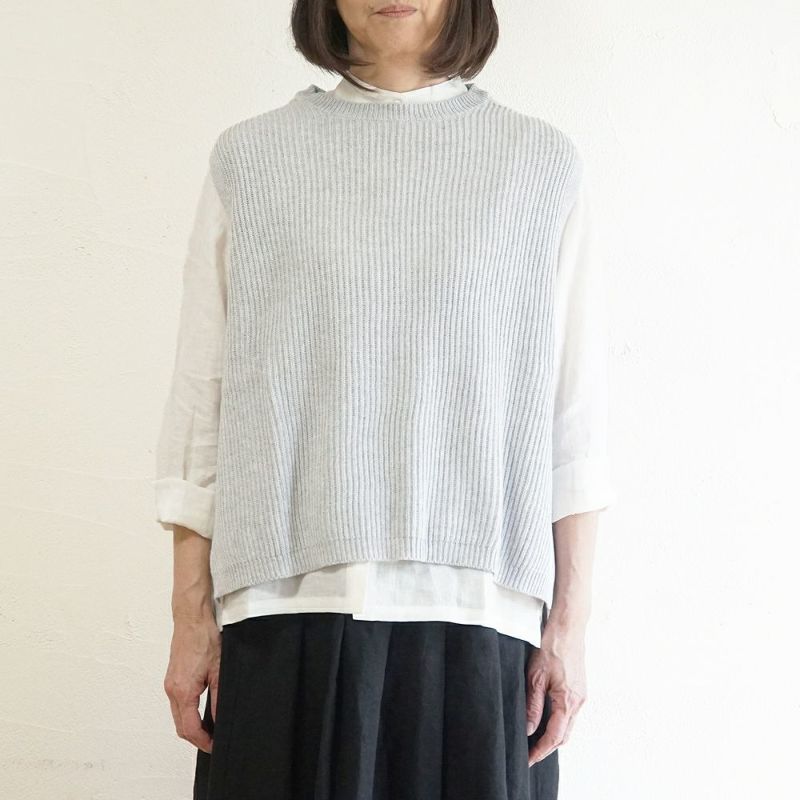 Branch m‘.,ブランチエム,ナチュラル,30代,40代,50代,60代,コットン,ゆったり, ニット,コットンニット,綿,綿ニット,ニットベスト,ベスト,