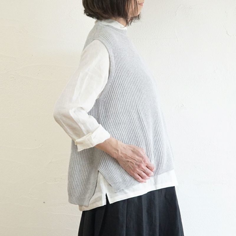 Branch m‘.,ブランチエム,ナチュラル,30代,40代,50代,60代,コットン,ゆったり, ニット,コットンニット,綿,綿ニット,ニットベスト,ベスト,