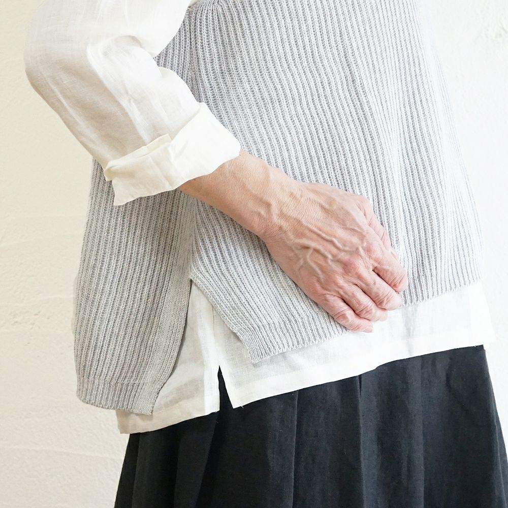 Branch m‘.,ブランチエム,ナチュラル,30代,40代,50代,60代,コットン,ゆったり, ニット,コットンニット,綿,綿ニット,ニットベスト,ベスト,