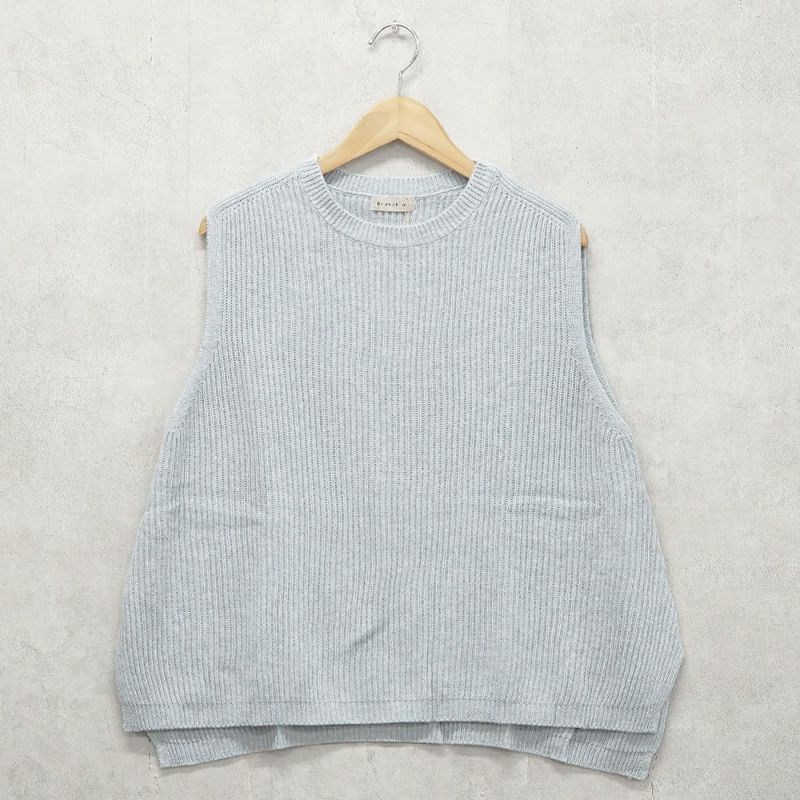 Branch m‘.,ブランチエム,ナチュラル,30代,40代,50代,60代,コットン,ゆったり, ニット,コットンニット,綿,綿ニット,ニットベスト,ベスト,