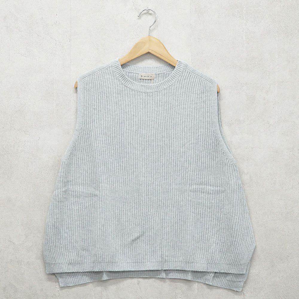 Branch m‘.,ブランチエム,ナチュラル,30代,40代,50代,60代,コットン,ゆったり, ニット,コットンニット,綿,綿ニット,ニットベスト,ベスト,