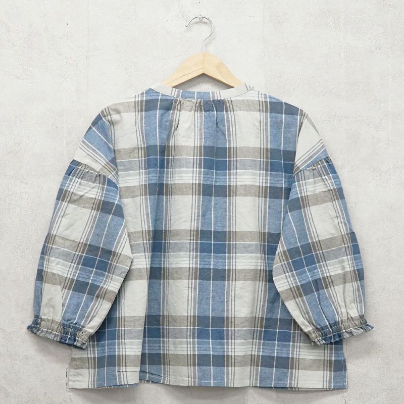 Branch m‘.,ブランチエム,ナチュラル,30代,40代,50代,60代,コットン,ゆったり,コットンリネン,blouse,ブラウス,チェック,チェック柄,チェックブラウス,ギャザーブラウス,コットンリネンブラウス