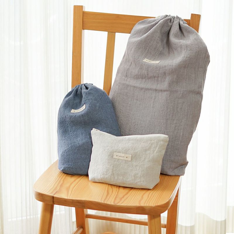 Branch m‘.,ブランチエム,ナチュラル,30代,40代,50代,60代,リネン,ゆったり,巾着,travel,トラベル,トラベルグッズ,仕分け,リネン巾着