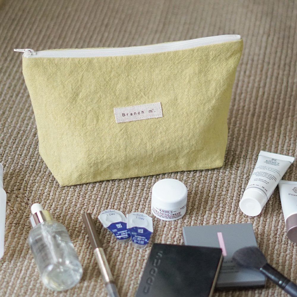 Branch m‘.,ブランチエム,ナチュラル,30代,40代,50代,60代,リネン,ゆったり,ポーチ,リネンポーチ,ファスナーポーチ,トラベルグッズ,トラベル,トラベルポーチ,
