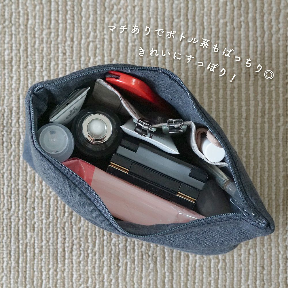 Branch m‘.,ブランチエム,ナチュラル,30代,40代,50代,60代,リネン,ゆったり,ポーチ,リネンポーチ,ファスナーポーチ,トラベルグッズ,トラベル,トラベルポーチ,