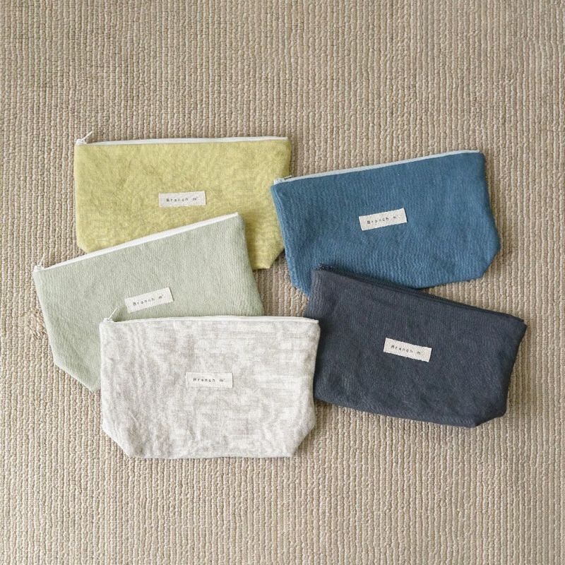 Branch m‘.,ブランチエム,ナチュラル,30代,40代,50代,60代,リネン,ゆったり,ポーチ,リネンポーチ,ファスナーポーチ,トラベルグッズ,トラベル,トラベルポーチ,