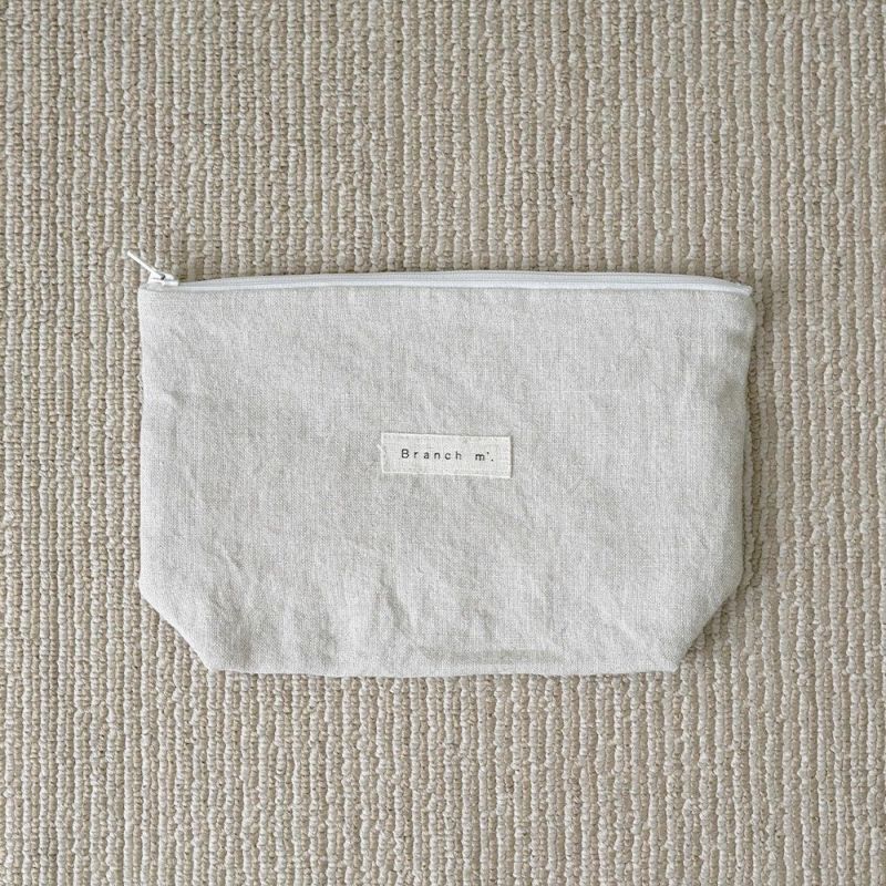 Branch m‘.,ブランチエム,ナチュラル,30代,40代,50代,60代,リネン,ゆったり,ポーチ,リネンポーチ,ファスナーポーチ,トラベルグッズ,トラベル,トラベルポーチ,