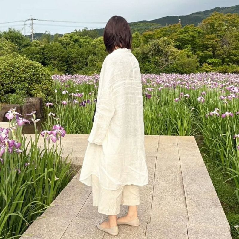 Branch m‘.,ブランチエム,ナチュラル,30代,40代,50代,60代,リネン,ゆったり,カーディガン,ショール,リネンカーデ,リネンカーディガン,リネンショール,ショールカーディガン,ストールカーディガン,紫外線対策,冷房対策