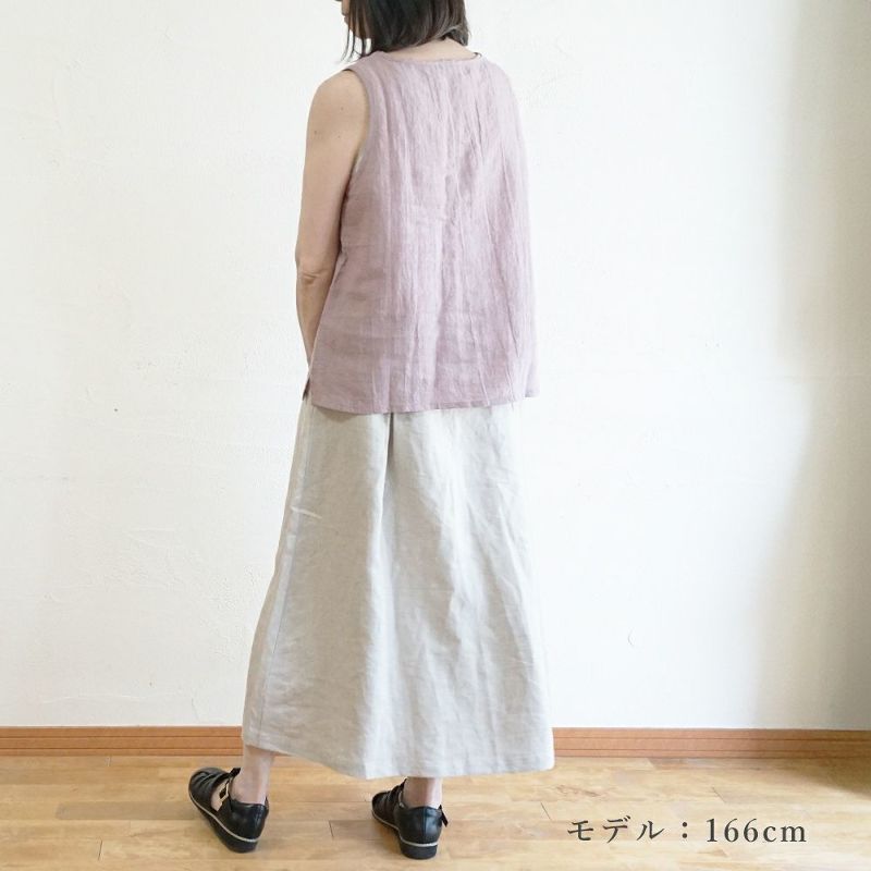 Branch m‘.,ブランチエム,ナチュラル,30代,40代,50代,60代,リネン,ゆったり,タンクトップ,リネンタンクトップ,インナー,レイヤード,ノースリーブ