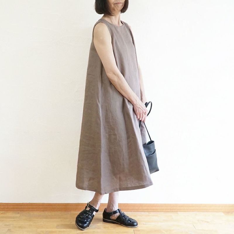 Branch m‘.,ブランチエム,ナチュラル,30代,40代,50代,60代,リネン,ゆったり,ワンピース,リネンワンピース,ノースリーブワンピース,夏,