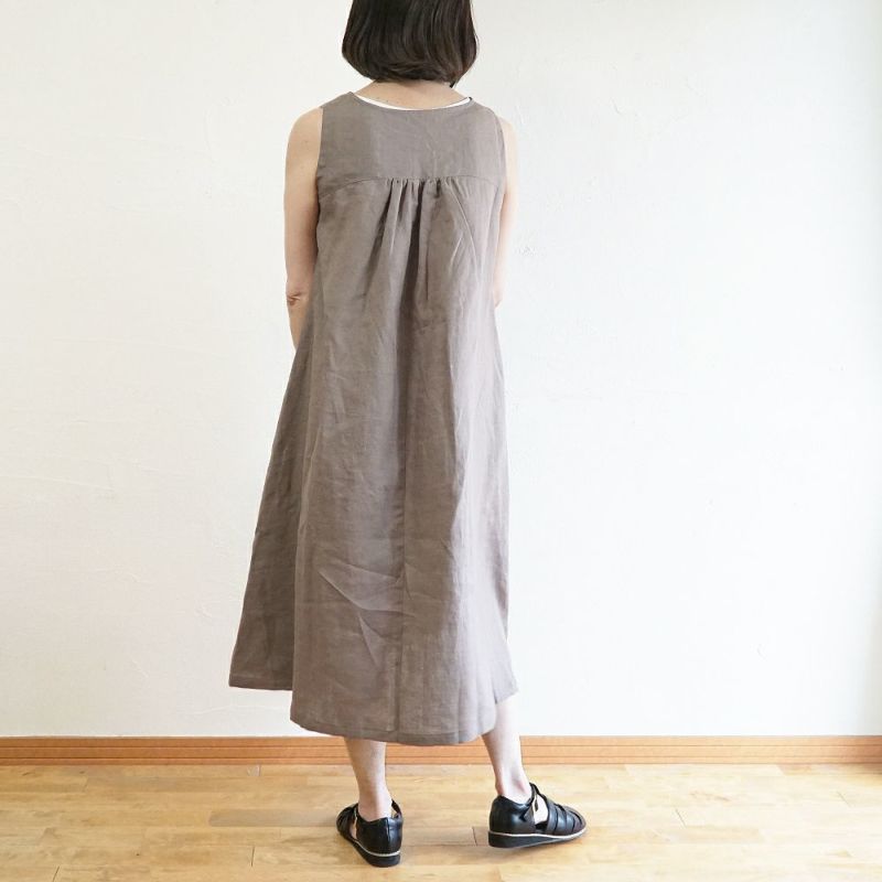 Branch m‘.,ブランチエム,ナチュラル,30代,40代,50代,60代,リネン,ゆったり,ワンピース,リネンワンピース,ノースリーブワンピース,夏,
