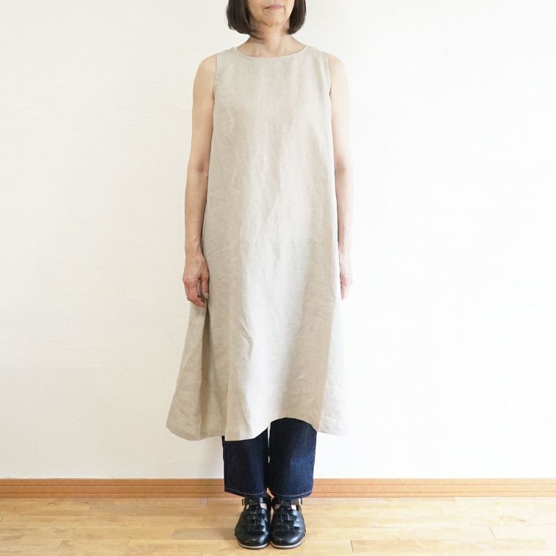 Branch m‘.,ブランチエム,ナチュラル,30代,40代,50代,60代,リネン,ゆったり,ワンピース,リネンワンピース,ノースリーブワンピース,夏,