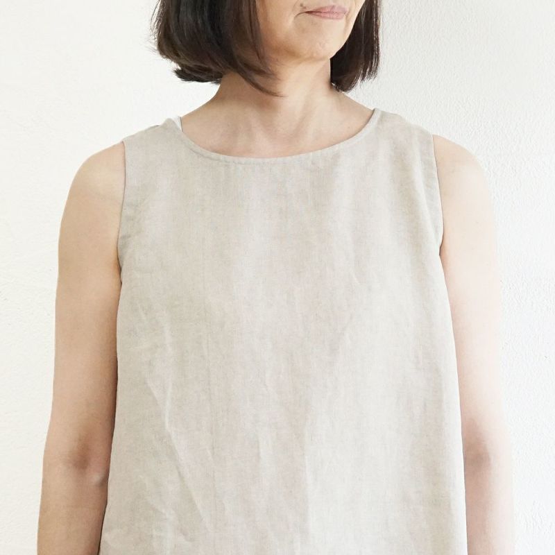 Branch m‘.,ブランチエム,ナチュラル,30代,40代,50代,60代,リネン,ゆったり,ワンピース,リネンワンピース,ノースリーブワンピース,夏,
