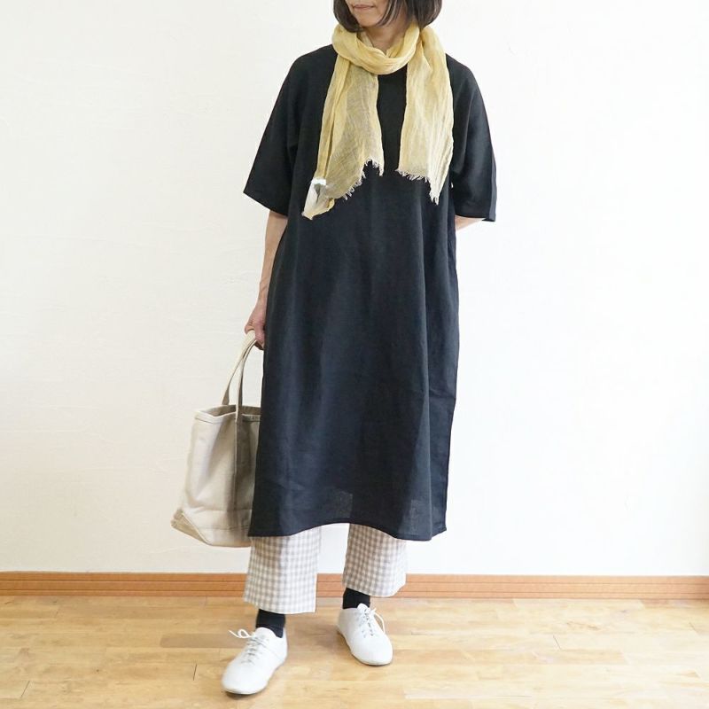 Branch m‘.,ブランチエム,ナチュラル,30代,40代,50代,60代,リネン,ゆったり,ワンピース,リネンワンピース,夏,5分袖,5分袖ワンピース,ラグランスリーブ,