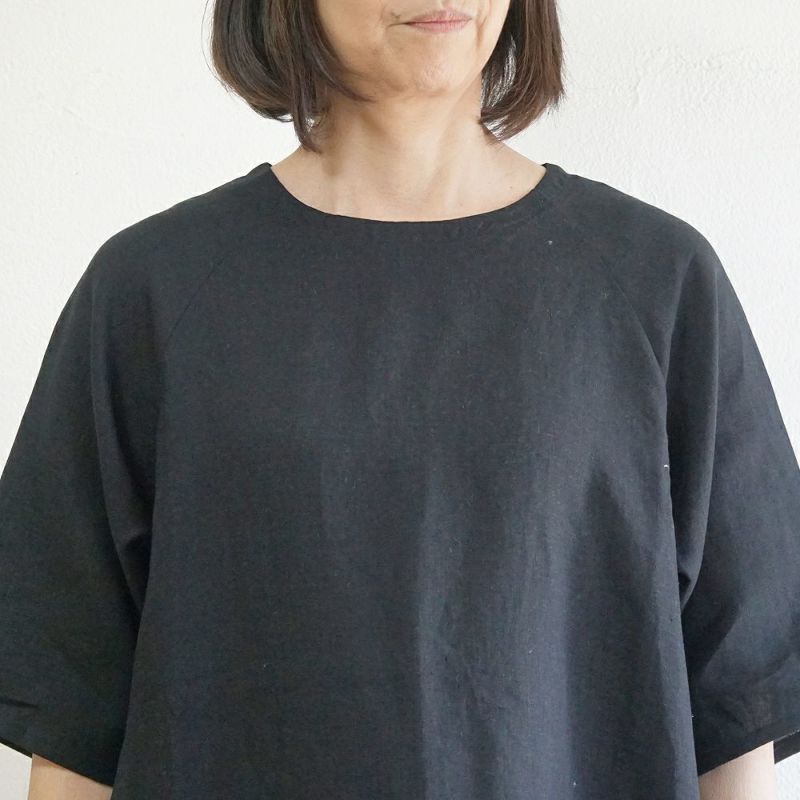 Branch m‘.,ブランチエム,ナチュラル,30代,40代,50代,60代,リネン,ゆったり,ワンピース,リネンワンピース,夏,5分袖,5分袖ワンピース,ラグランスリーブ,