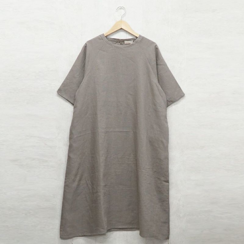Branch m‘.,ブランチエム,ナチュラル,30代,40代,50代,60代,リネン,ゆったり,ワンピース,リネンワンピース,夏,5分袖,5分袖ワンピース,ラグランスリーブ,
