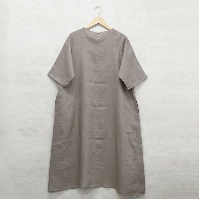 Branch m‘.,ブランチエム,ナチュラル,30代,40代,50代,60代,リネン,ゆったり,ワンピース,リネンワンピース,夏,5分袖,5分袖ワンピース,ラグランスリーブ,
