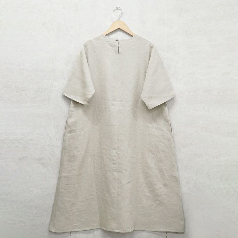 Branch m‘.,ブランチエム,ナチュラル,30代,40代,50代,60代,リネン,ゆったり,ワンピース,リネンワンピース,夏,5分袖,5分袖ワンピース,ラグランスリーブ,