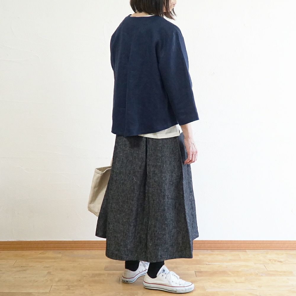 Branch m‘.,ブランチエム,ナチュラル,30代,40代,50代,60代,リネン,ゆったり,ジャケット,リネンジャケット,Vネック、Vネックジャケット,ノーカラージャケット,ショート丈,ショートジャケット,フォーマル,オケージョン,セットアップ