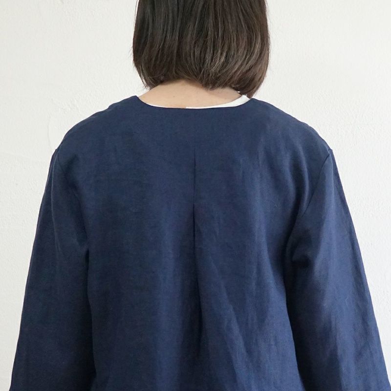 Branch m‘.,ブランチエム,ナチュラル,30代,40代,50代,60代,リネン,ゆったり,ジャケット,リネンジャケット,Vネック、Vネックジャケット,ノーカラージャケット,ショート丈,ショートジャケット,フォーマル,オケージョン,セットアップ