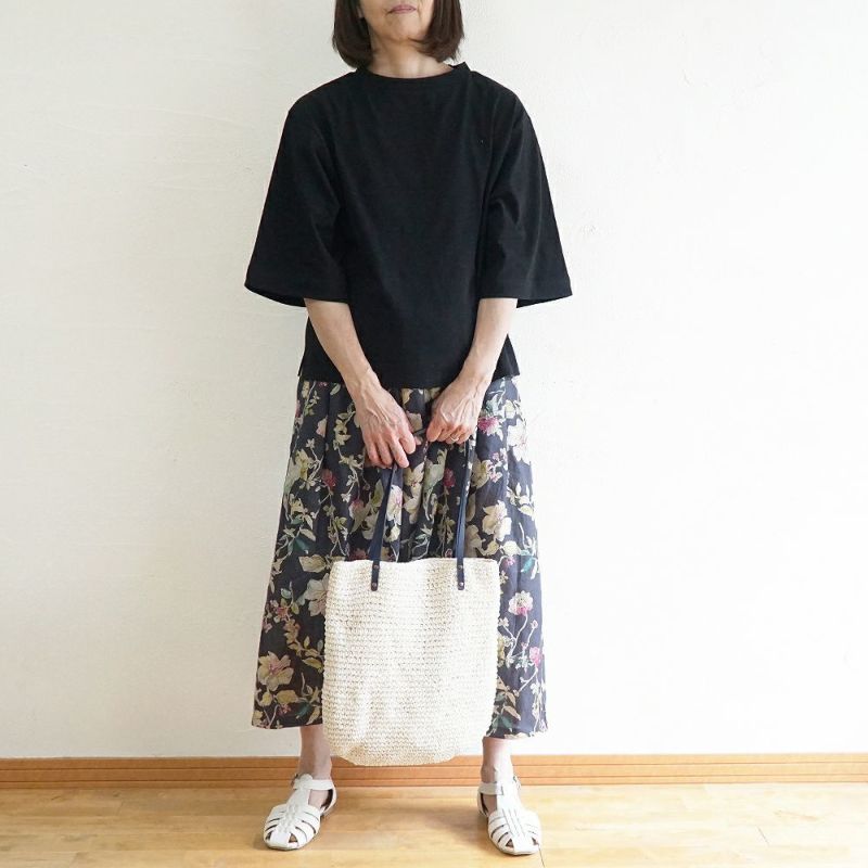 Branch m‘.,ブランチエム,ナチュラル,30代,40代,50代,60代,コットン,ゆったり,Tシャツ,ビッグTシャツ,オーバーサイズTシャツ,５分袖,５分袖Tシャツ 