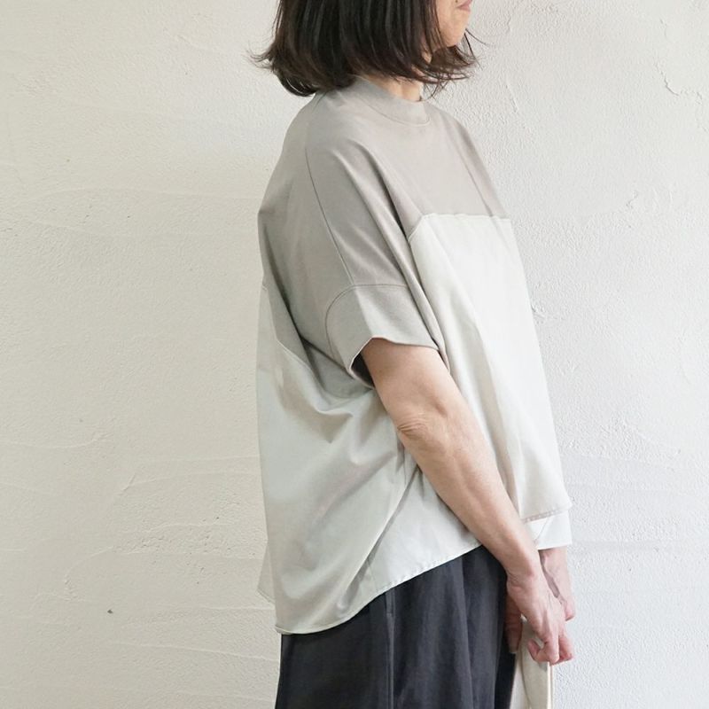 Branch m‘.,ブランチエム,ナチュラル,30代,40代,50代,60代,コットン,ゆったり,Tシャツ,ビッグTシャツ,オーバーサイズTシャツ,５分袖,５分袖Tシャツ,コクーンTシャツ,プルオーバー