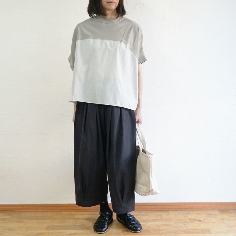 Branch m‘.,ブランチエム,ナチュラル,30代,40代,50代,60代,コットン,ゆったり,Tシャツ,ビッグTシャツ,オーバーサイズTシャツ,５分袖,５分袖Tシャツ,コクーンTシャツ,プルオーバー