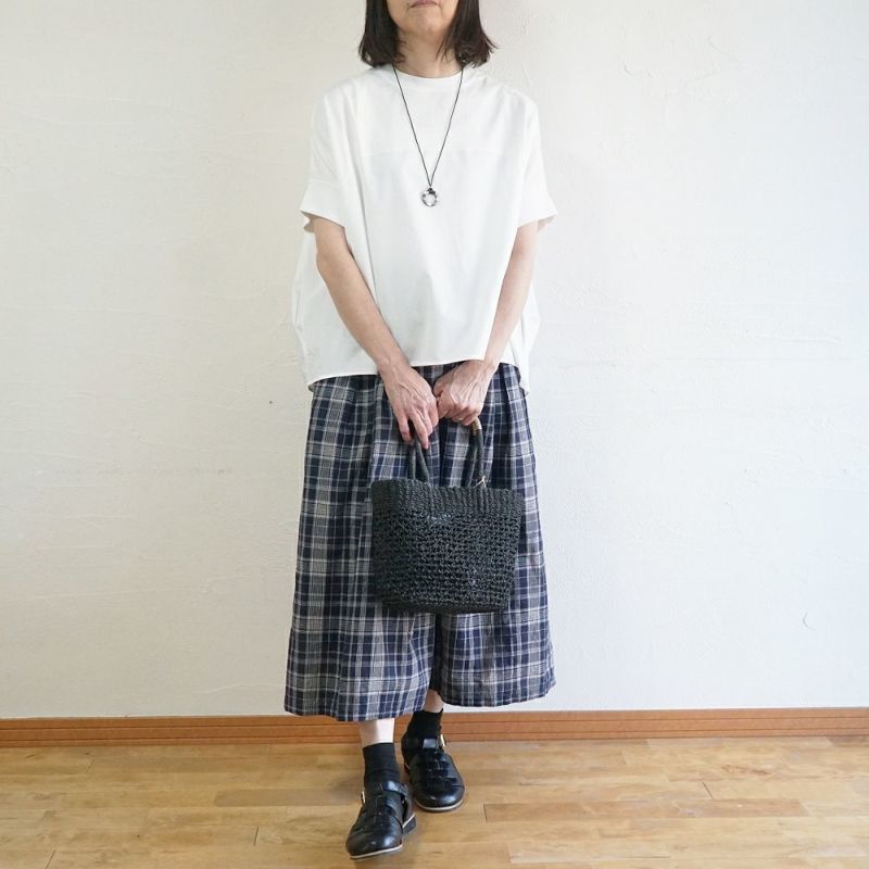 Branch m‘.,ブランチエム,ナチュラル,30代,40代,50代,60代,コットン,ゆったり,Tシャツ,ビッグTシャツ,オーバーサイズTシャツ,５分袖,５分袖Tシャツ,コクーンTシャツ,プルオーバー