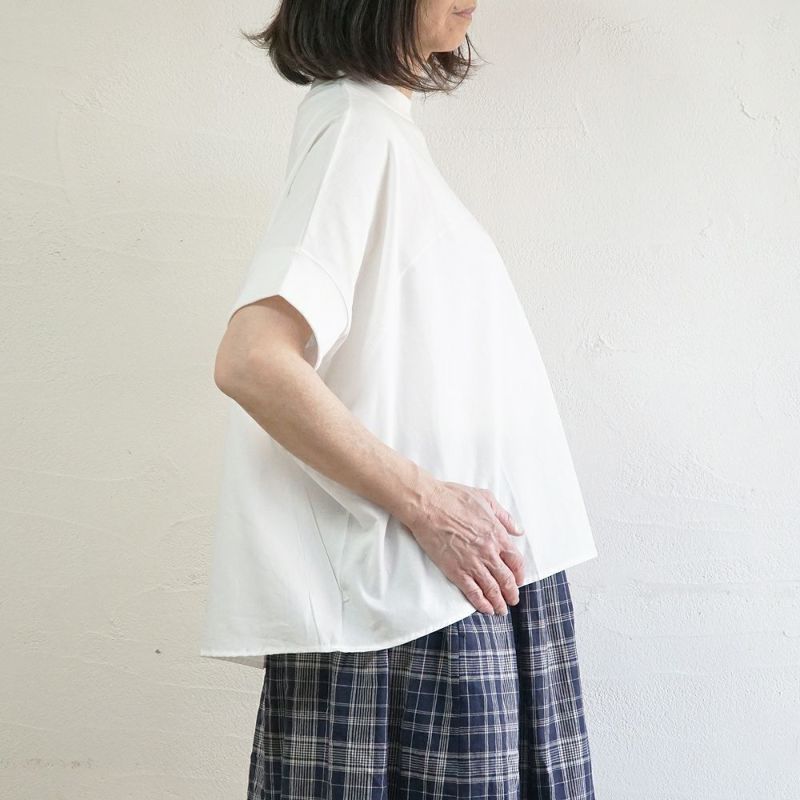 Branch m‘.,ブランチエム,ナチュラル,30代,40代,50代,60代,コットン,ゆったり,Tシャツ,ビッグTシャツ,オーバーサイズTシャツ,５分袖,５分袖Tシャツ,コクーンTシャツ,プルオーバー