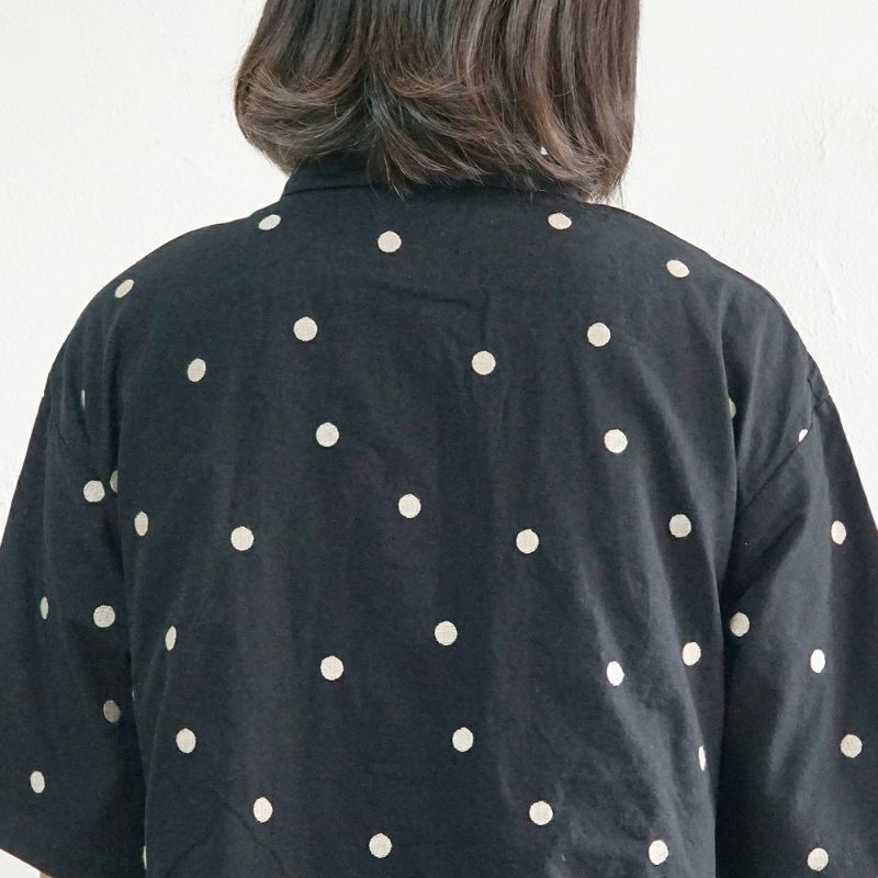 Branch m‘.,ブランチエム,ナチュラル,30代,40代,50代,60代,リネン,ゆったり,ドット,ドット柄,刺繍,刺繍ブラウス,半袖,半袖ワンピース,ワンピース,シャツワンピース