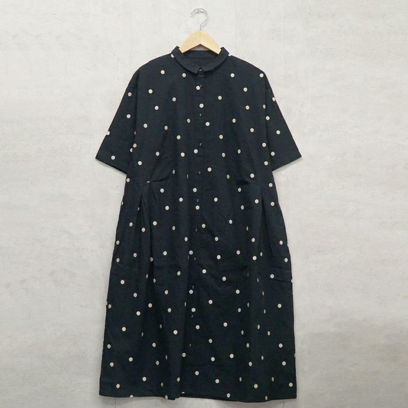 Branch m‘.,ブランチエム,ナチュラル,30代,40代,50代,60代,リネン,ゆったり,ドット,ドット柄,刺繍,刺繍ブラウス,半袖,半袖ワンピース,ワンピース,シャツワンピース