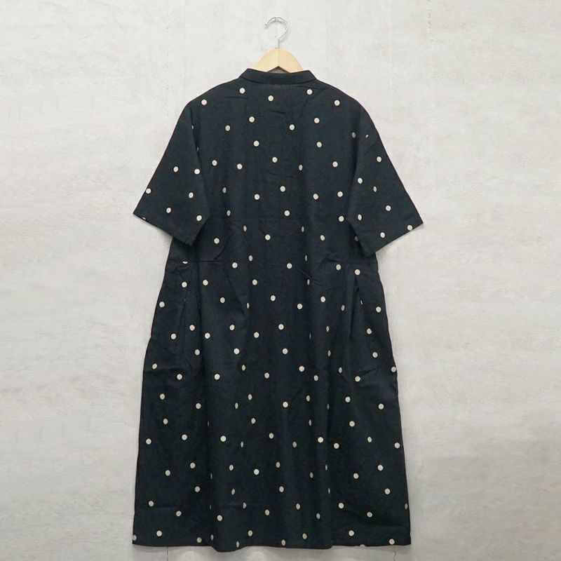 Branch m‘.,ブランチエム,ナチュラル,30代,40代,50代,60代,リネン,ゆったり,ドット,ドット柄,刺繍,刺繍ブラウス,半袖,半袖ワンピース,ワンピース,シャツワンピース