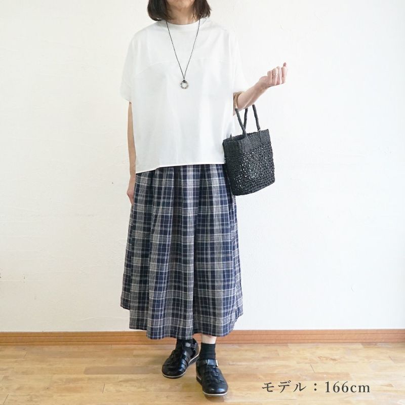 Branch m‘.,ブランチエム,ナチュラル,30代,40代,50代,60代,コットン,skirt,スカート,チェックスカート,フレアスカート,タックスカート