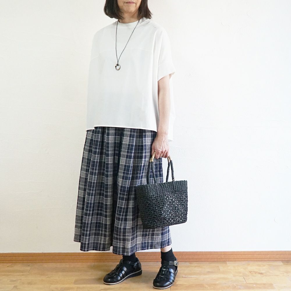 Branch m‘.,ブランチエム,ナチュラル,30代,40代,50代,60代,コットン,skirt,スカート,チェックスカート,フレアスカート,タックスカート