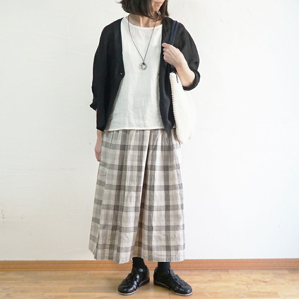 Branch m‘.,ブランチエム,ナチュラル,30代,40代,50代,60代,コットン,skirt,スカート,チェックスカート,フレアスカート,タックスカート