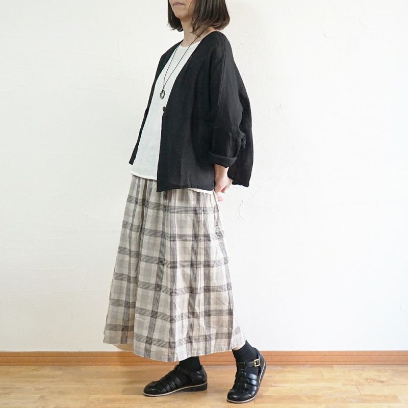 Branch m‘.,ブランチエム,ナチュラル,30代,40代,50代,60代,コットン,skirt,スカート,チェックスカート,フレアスカート,タックスカート