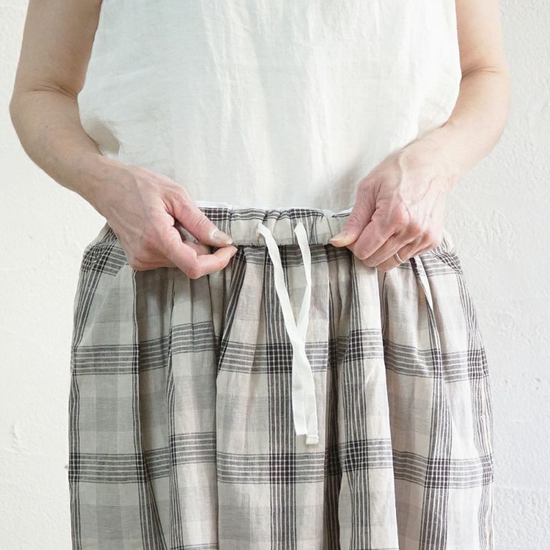 Branch m‘.,ブランチエム,ナチュラル,30代,40代,50代,60代,コットン,skirt,スカート,チェックスカート,フレアスカート,タックスカート