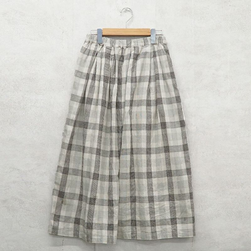 Branch m‘.,ブランチエム,ナチュラル,30代,40代,50代,60代,コットン,skirt,スカート,チェックスカート,フレアスカート,タックスカート