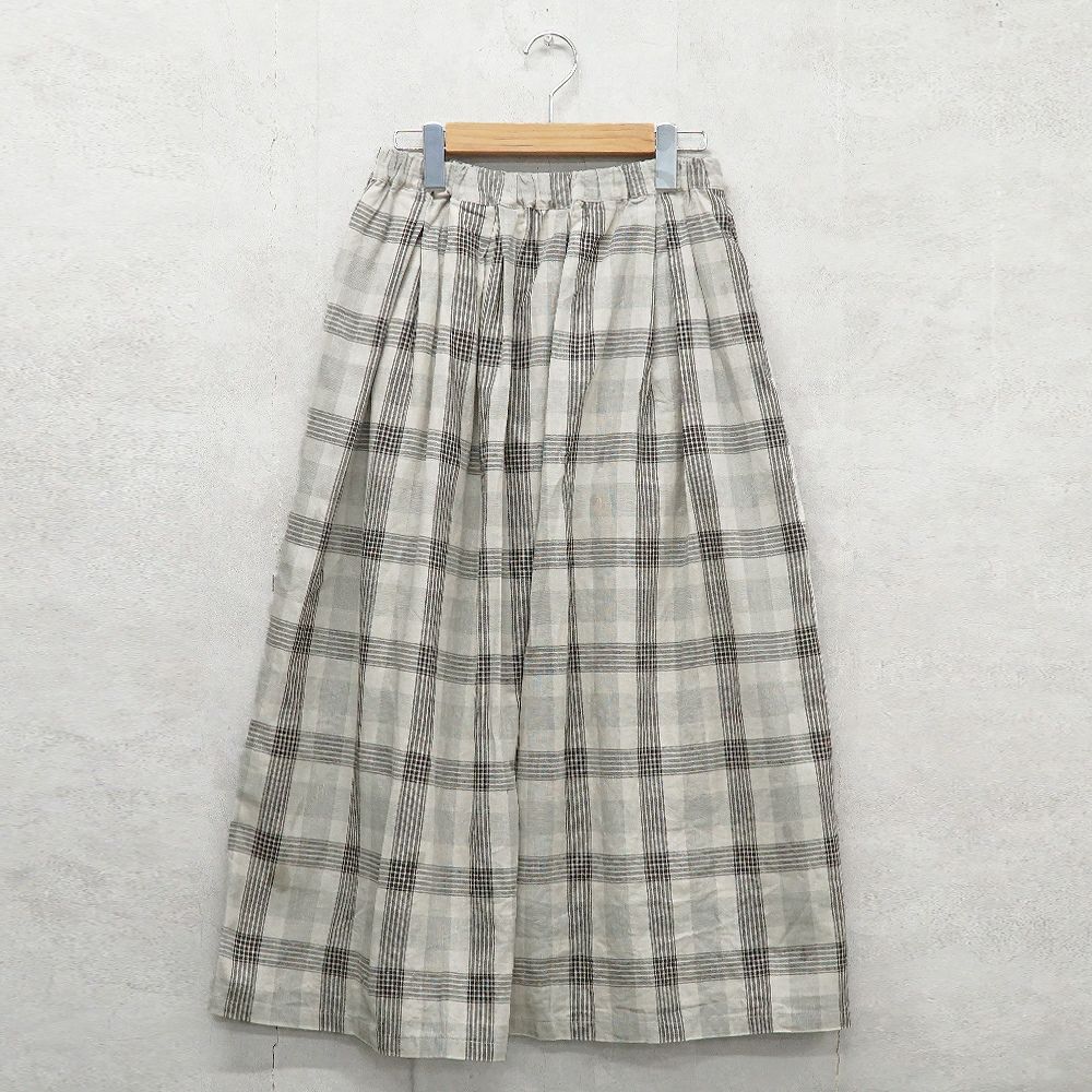 Branch m‘.,ブランチエム,ナチュラル,30代,40代,50代,60代,コットン,skirt,スカート,チェックスカート,フレアスカート,タックスカート