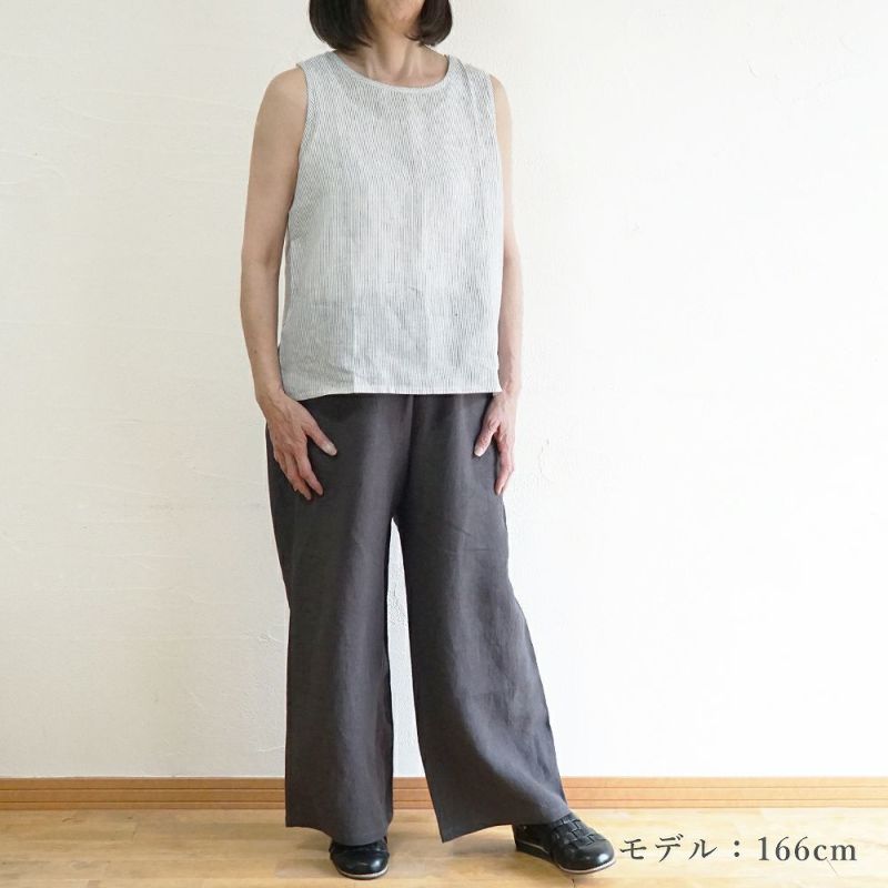Branch m‘.,ブランチエム,ナチュラル,30代,40代,50代,60代,リネン,ゆったり,タンクトップ,ノースリーブ,ストラップ,リネンタンクトップ 